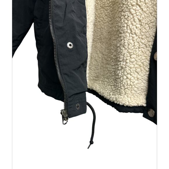 EMPYRE Black Sherpa Lined Windbreaker Outdoor Jacket drawstring Men size Large - Picture 3 of 8